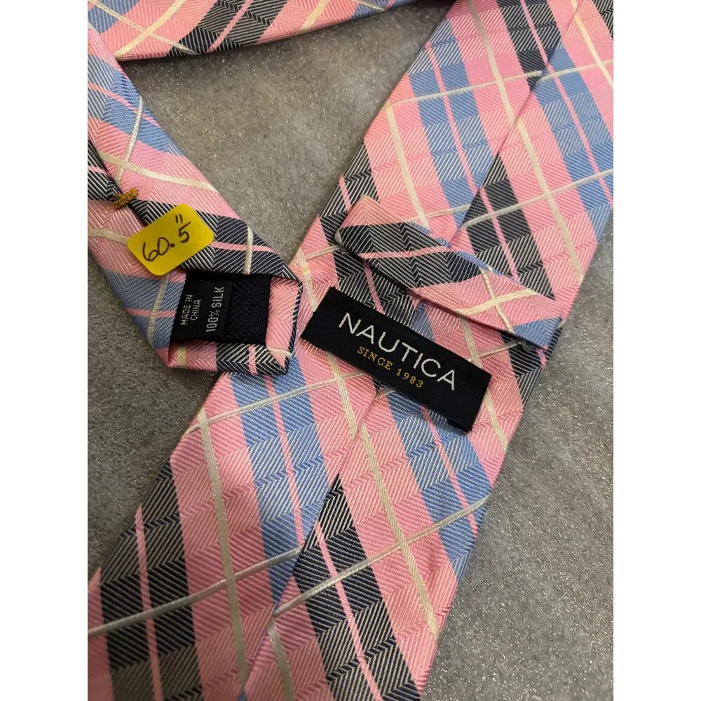 Nautica Pink w/ Stripes 100% Silk 60.5in Tie
